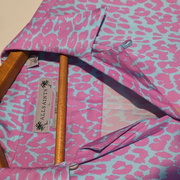 All Saints Large Vibrant Pink and Blue Patterned Shirt Perfect Condition - Picture 5 of 6